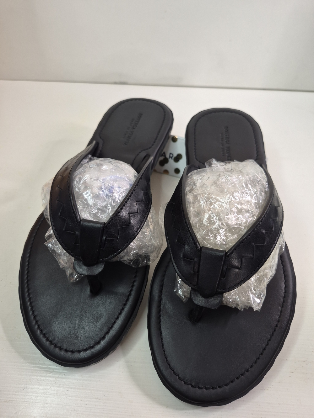 Bottega Veneta Black Braided Thong Sandals - Classic Slip-On